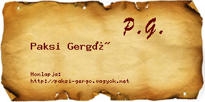 Paksi Gergő névjegykártya